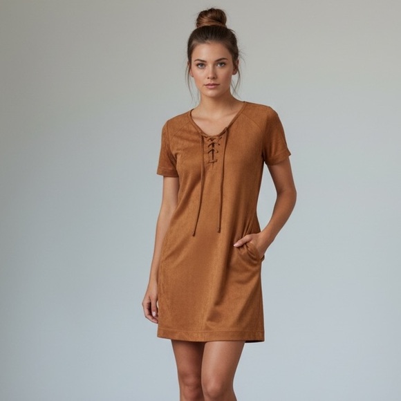 NWT Patrons of peace Western lace up faux suede dress bohemian - Picture 2 of 9